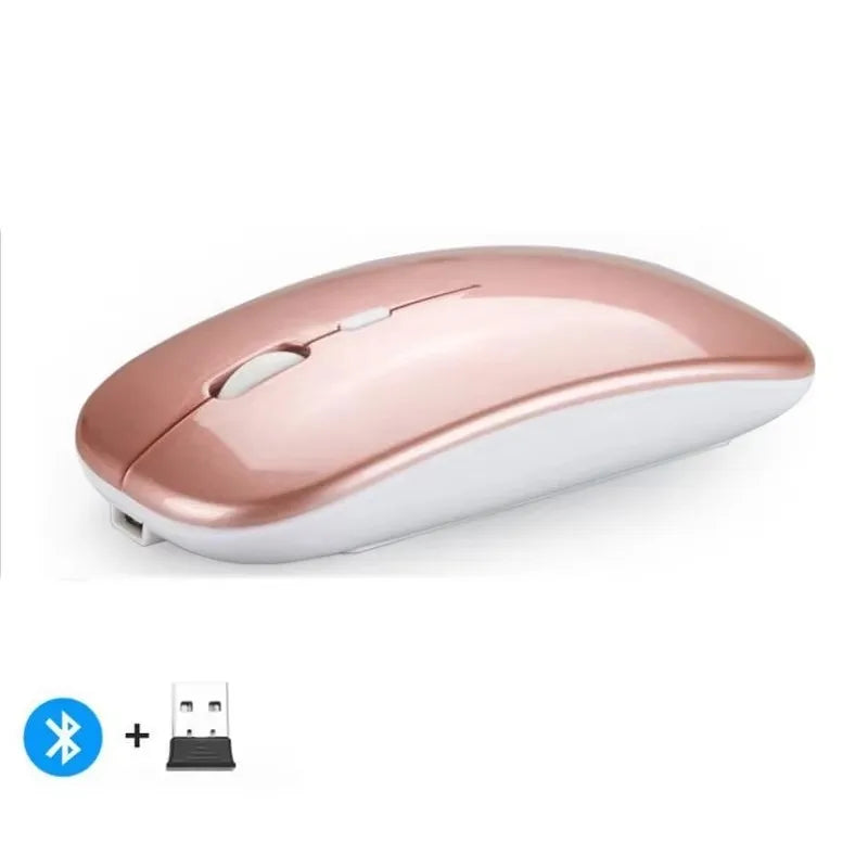 Souris sans fil rechargeable compatible Bluetooth 2,4 GHz, double mode, avec nano-récepteur, pour PC, ordinateur portable, MacBook
