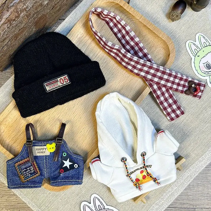 * Labubu Second-Generation Cool Hoodie Outfit With Hat Character Doll Pendant Fashionable Clothing Accessories For Toys