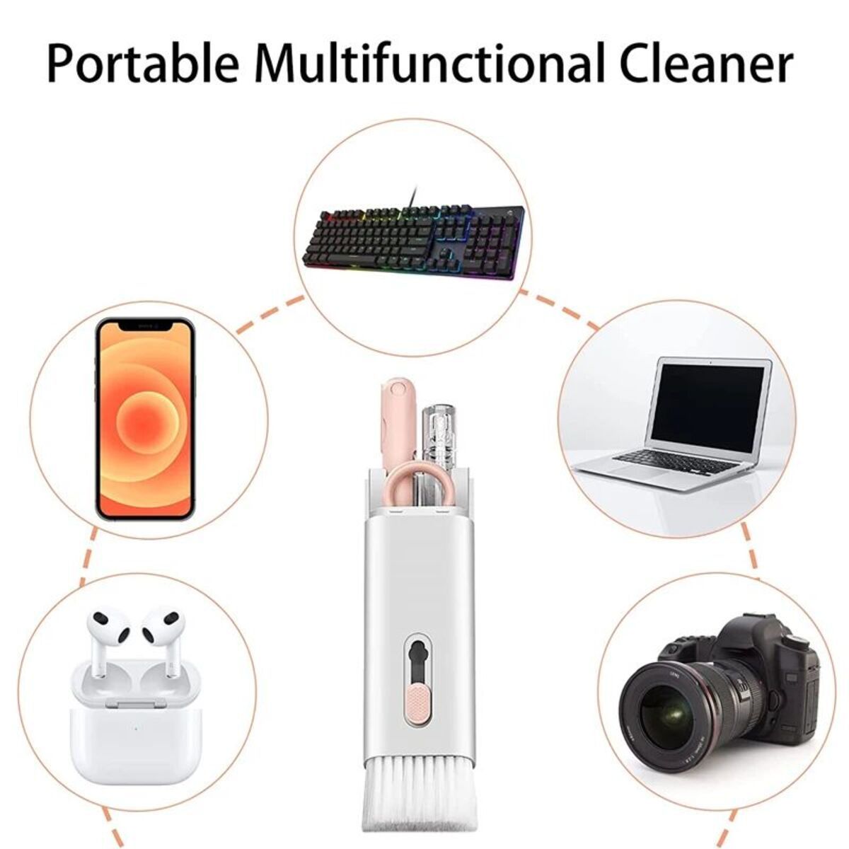 Computer Keyboard Cleaner Brush Kit Earphone Cleaning Pen For Headset Keyboard Cleaning Tools Cleaner Keycap Puller Kit , 7 In 1