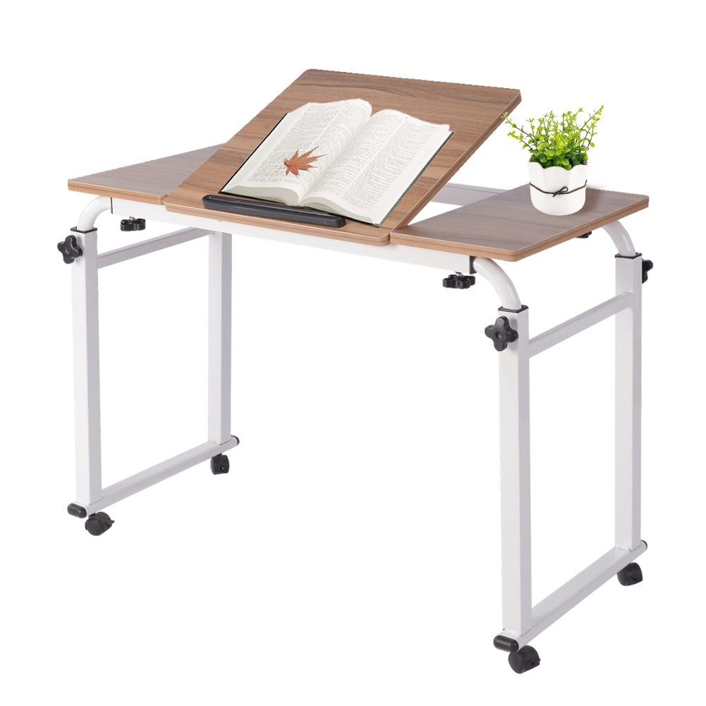 Adjustable Laptop Cart Mobile Computer Desk Overbed Writing Table with Wheels