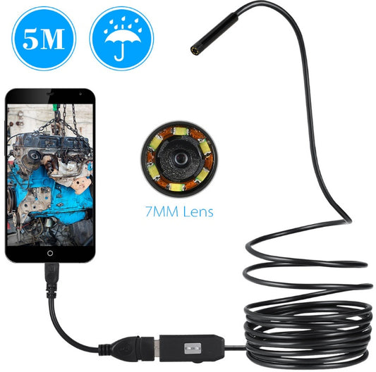 OWSOO 6 LED 7MM USB Endoscope Caméra 5M Étanche USB Fil Serpent Tube Inspection Endoscope Pour OTG Compatible Téléphones Android