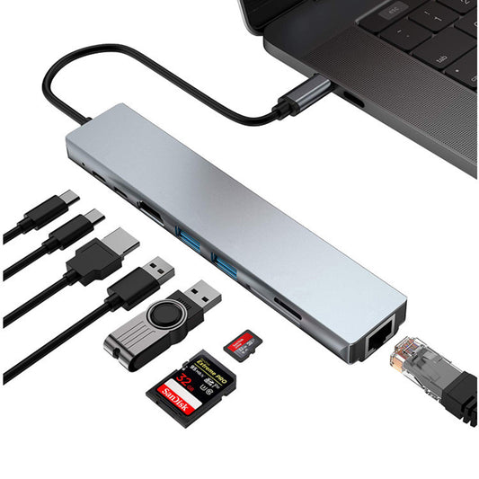 Station d'accueil d'extension 8 en 1 PD Station d'accueil USB Répartiteur de concentrateur Type-C