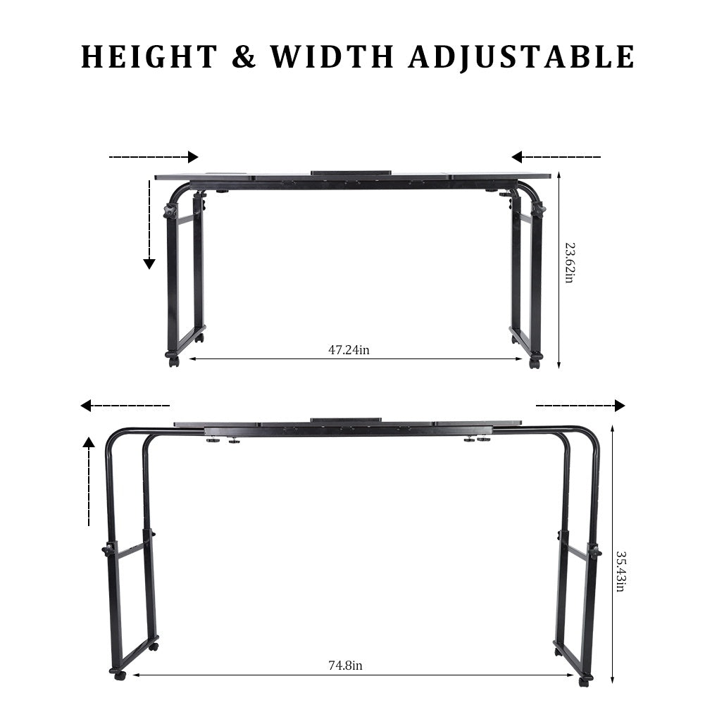 Adjustable Laptop Cart Mobile Computer Desk Overbed Writing Table with Wheels