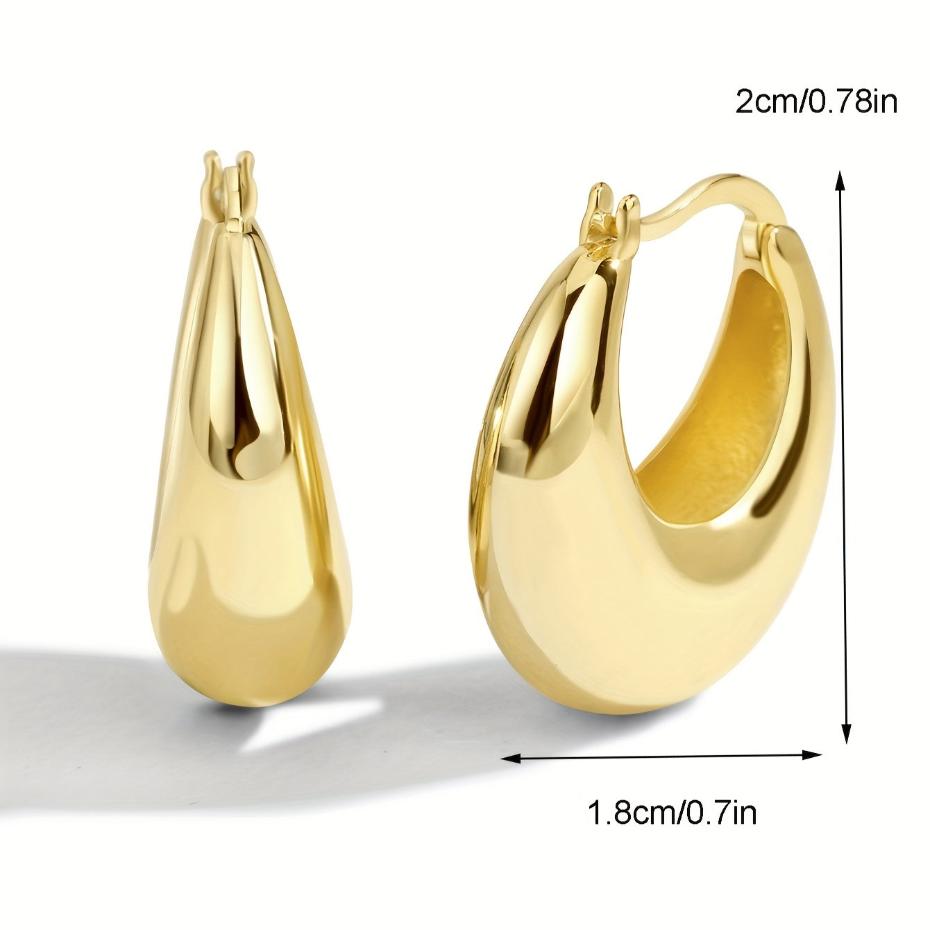 1 Pair Charm-In Elegant Hoop Earrings, 18K Golden Plated Copper, Fashionable Daily & Gift Wear, Valentine'S Day Suitable, All-Season Accessory