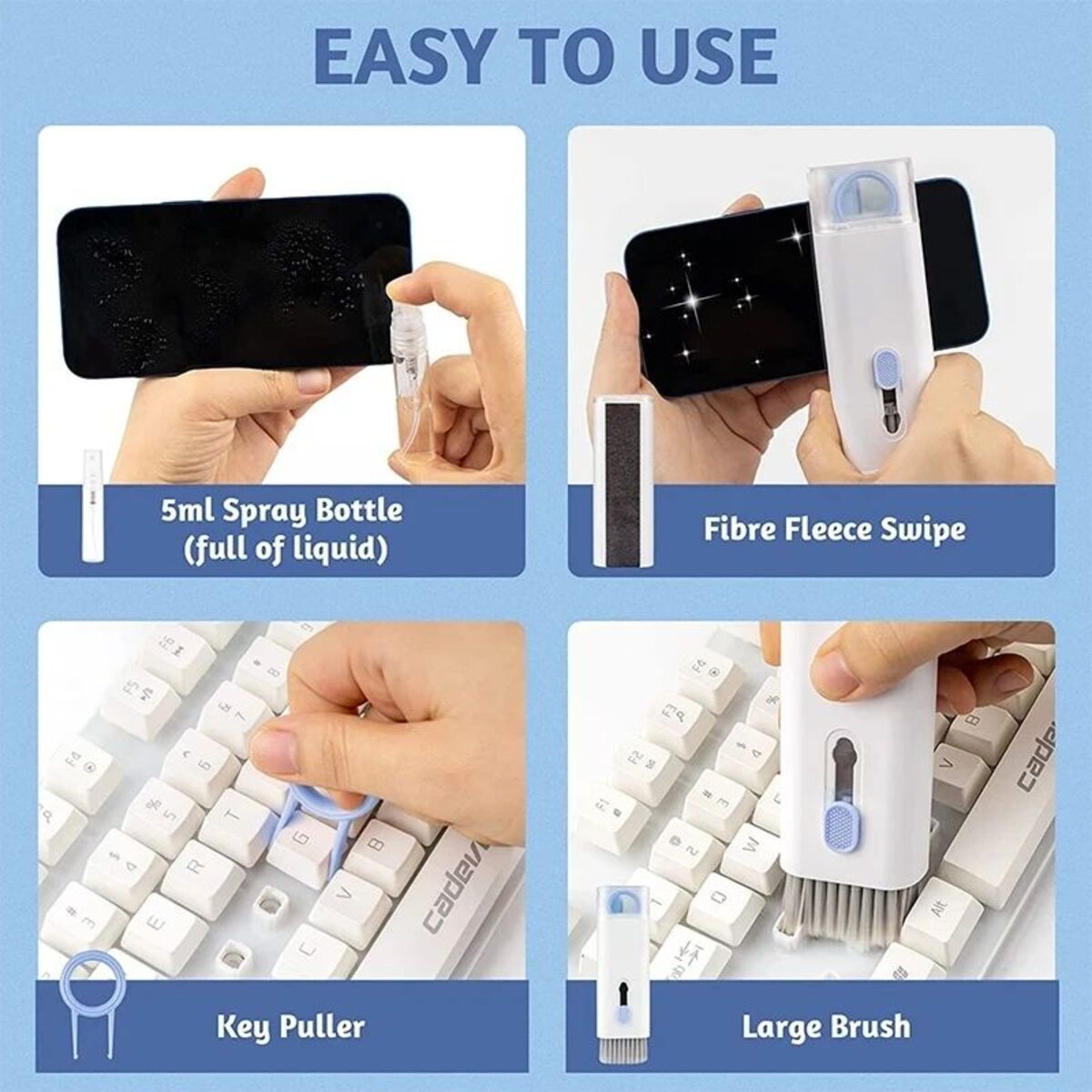 Computer Keyboard Cleaner Brush Kit Earphone Cleaning Pen For Headset Keyboard Cleaning Tools Cleaner Keycap Puller Kit , 7 In 1
