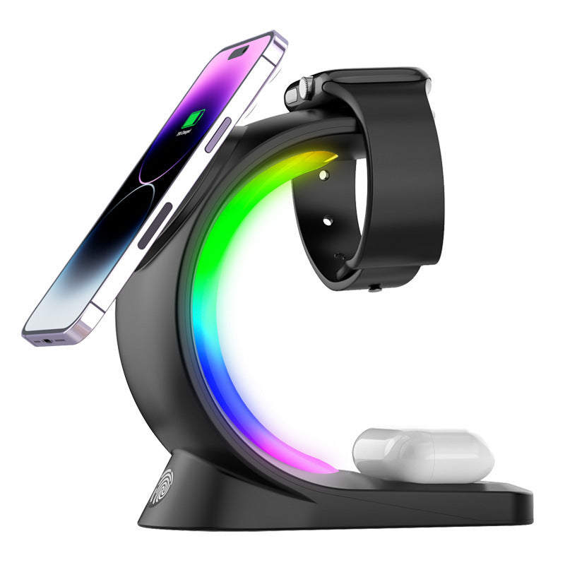 Magnetic Wireless Charger  Fast Charging For Smart Phone Atmosphere Light Charging Station For Airpods Pro I-phone Watch