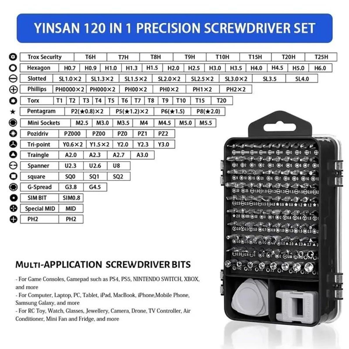 Precision Screwdriver Set,  115 In 1,  Super Durable Mini Professional Magnetic Repair Tool Kit, Small Screwdriver For Phone, Computer, Watch, Laptop, Macbook, Eyeglass, Electronic