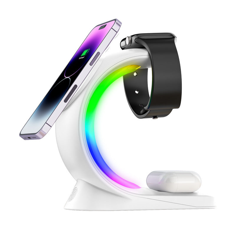 Magnetic Wireless Charger  Fast Charging For Smart Phone Atmosphere Light Charging Station For Airpods Pro I-phone Watch