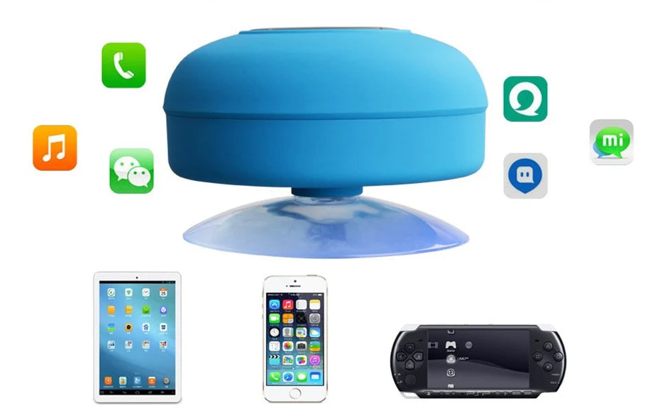 Mini Bluetooth Speaker Shower Subwoofer Waterproof Handsfree Loudspeaker With Suction Cup Mic For Bathroom Pool Beach Car Phone