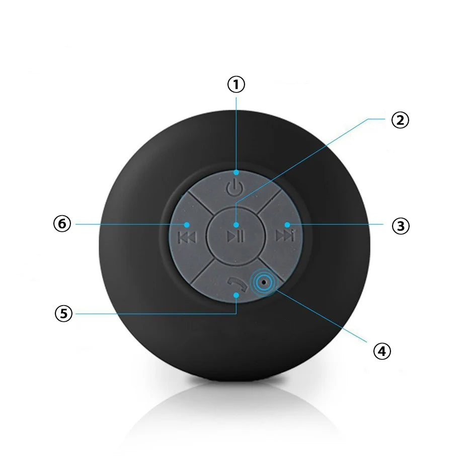 Mini Bluetooth Speaker Shower Subwoofer Waterproof Handsfree Loudspeaker With Suction Cup Mic For Bathroom Pool Beach Car Phone
