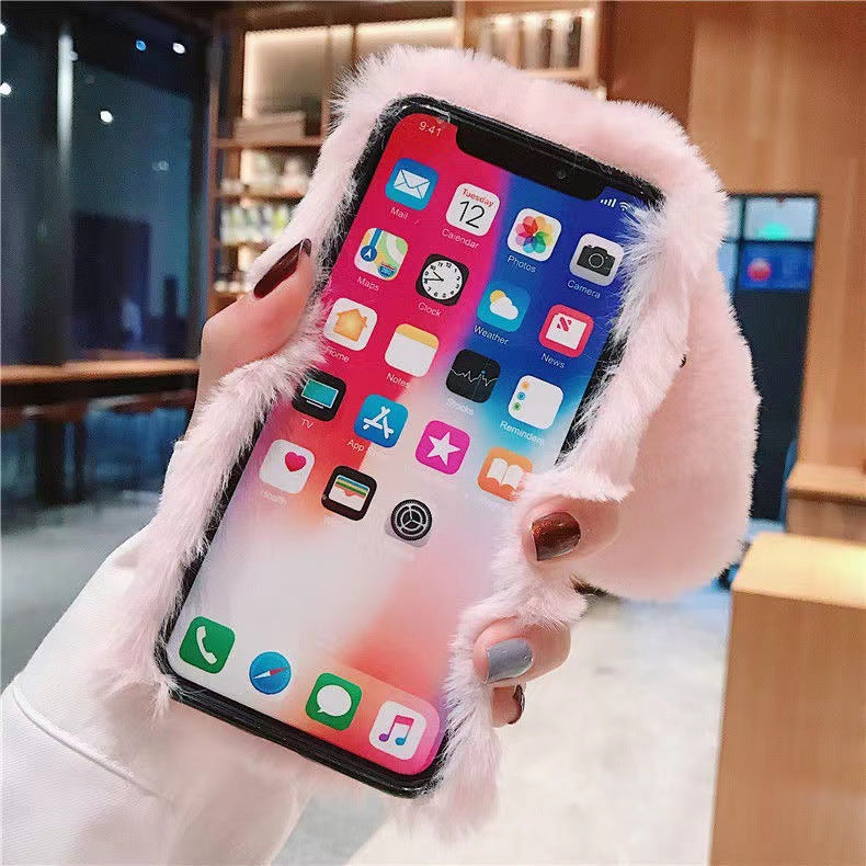 IPHONE 16 / 15 Plush Loving Heart Rabbit Creative Drop-resistant Autumn And Winter Phone Case