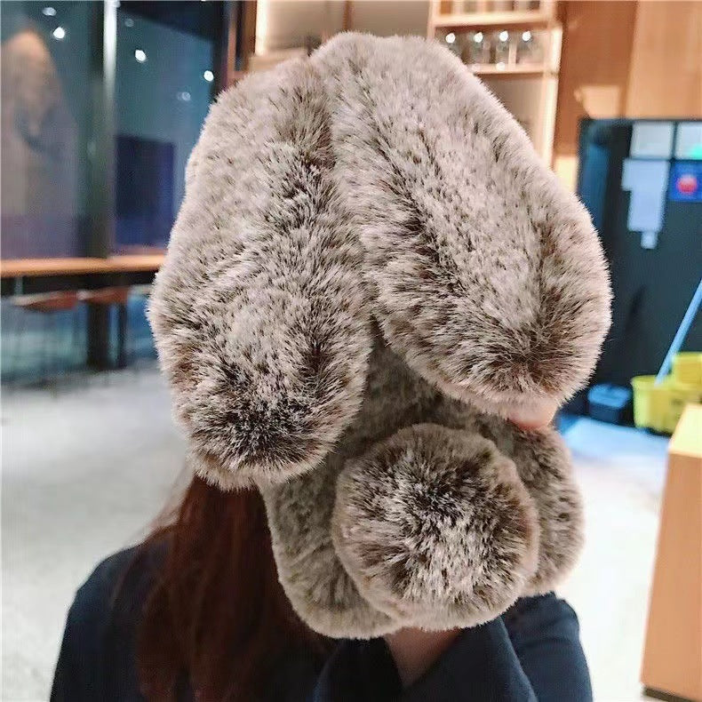 IPHONE 16 / 15 Plush Loving Heart Rabbit Creative Drop-resistant Autumn And Winter Phone Case