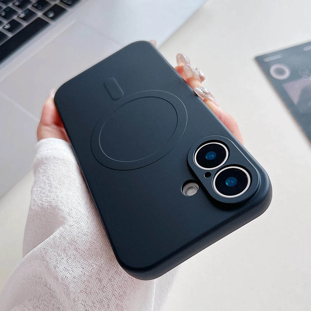Original Liquid Silicone Magnetic Case For iPhone 16 15 14 Plus 13 12 Mini 11 Pro XS Max For Magsafe Wireless Charge Soft Cover