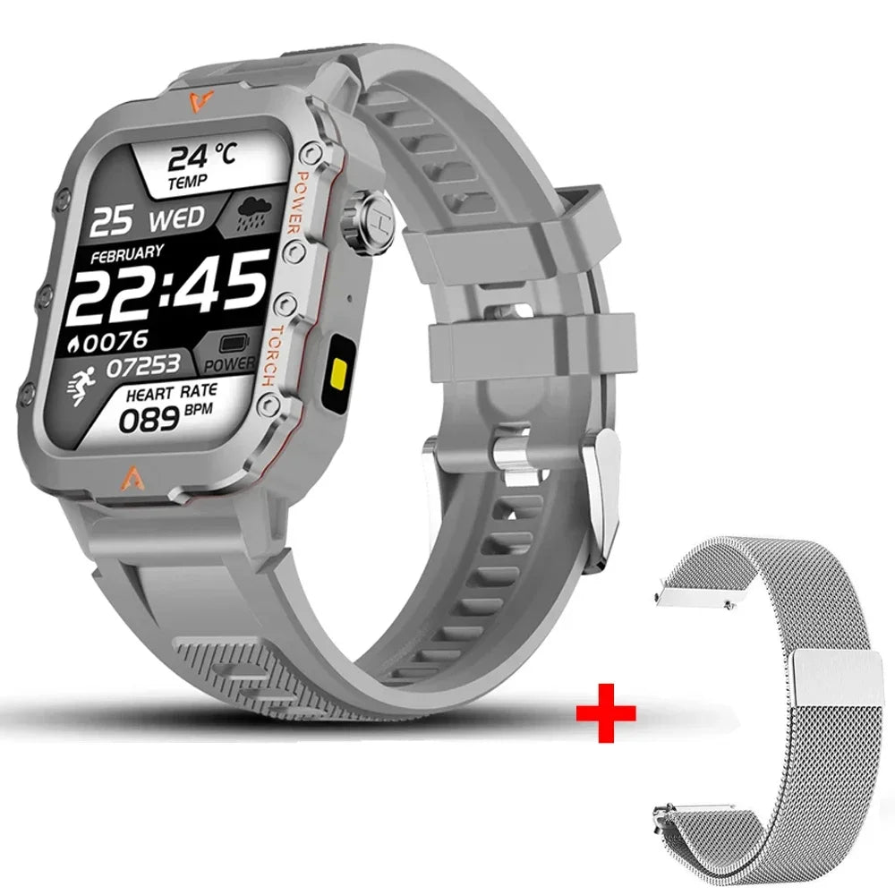 2025 Smartwatch Military Outdoor Sports Watches For Man Woman reloj hombre LED Flahlight Montres Hommes 1.73inch Bluetooth Watch