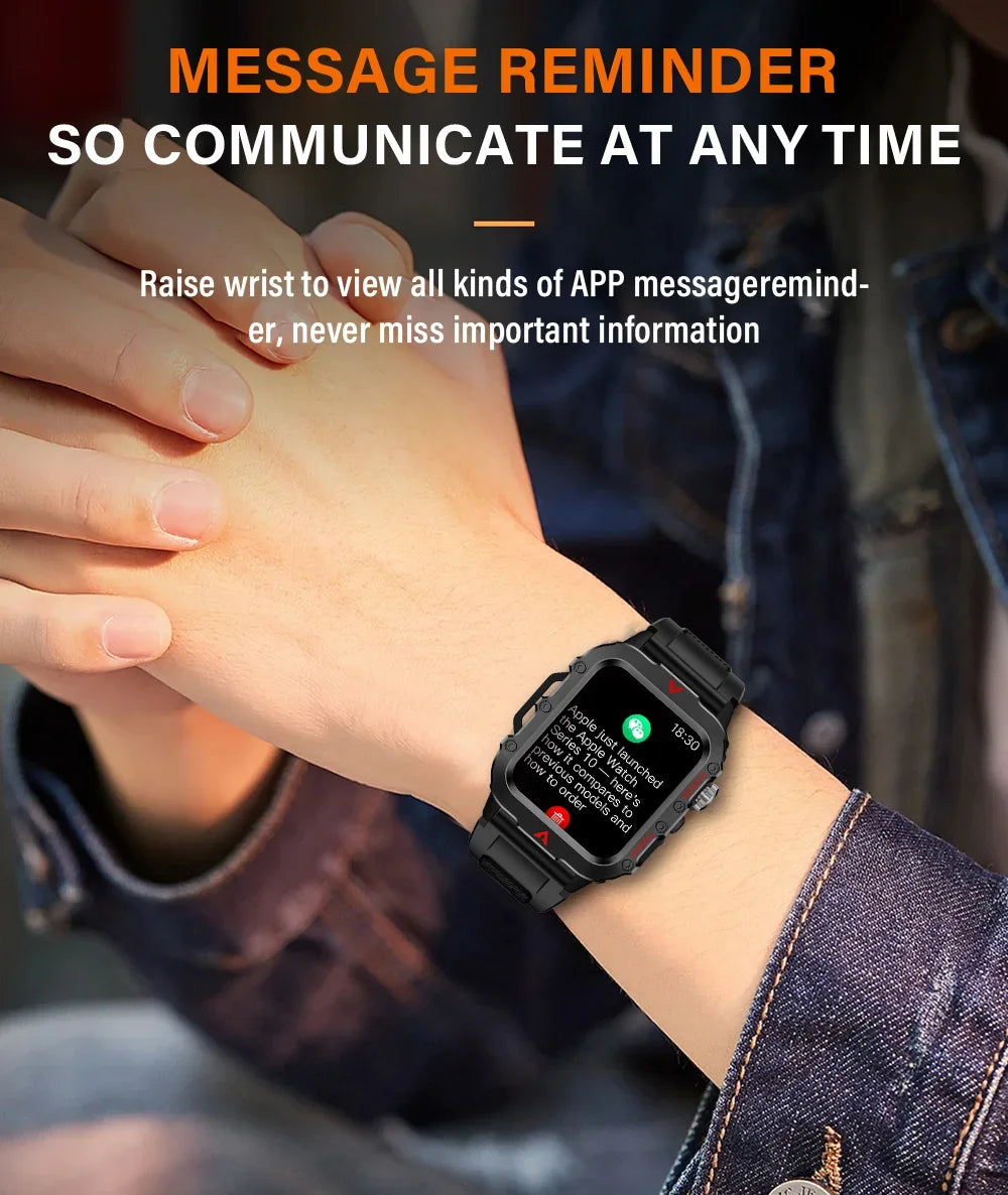 2025 Smartwatch Military Outdoor Sports Watches For Man Woman reloj hombre LED Flahlight Montres Hommes 1.73inch Bluetooth Watch