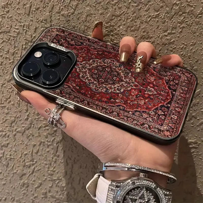 Phone Case For iPhone 16 15 13 11 12 14 Pro Max X XS XR se 2022 7 813 16 Plus Nordic Retro American Ethnic Patterns Back Cover