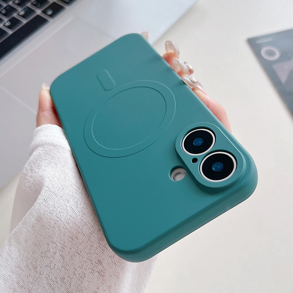 Original Liquid Silicone Magnetic Case For iPhone 16 15 14 Plus 13 12 Mini 11 Pro XS Max For Magsafe Wireless Charge Soft Cover