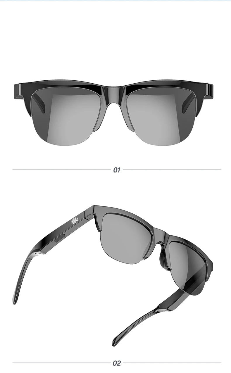 Touch Based Intelligent Bluetooth Glasses with Bone Conduction For Outdoor Sports Calls Sunglasses Business Wireless Headphones