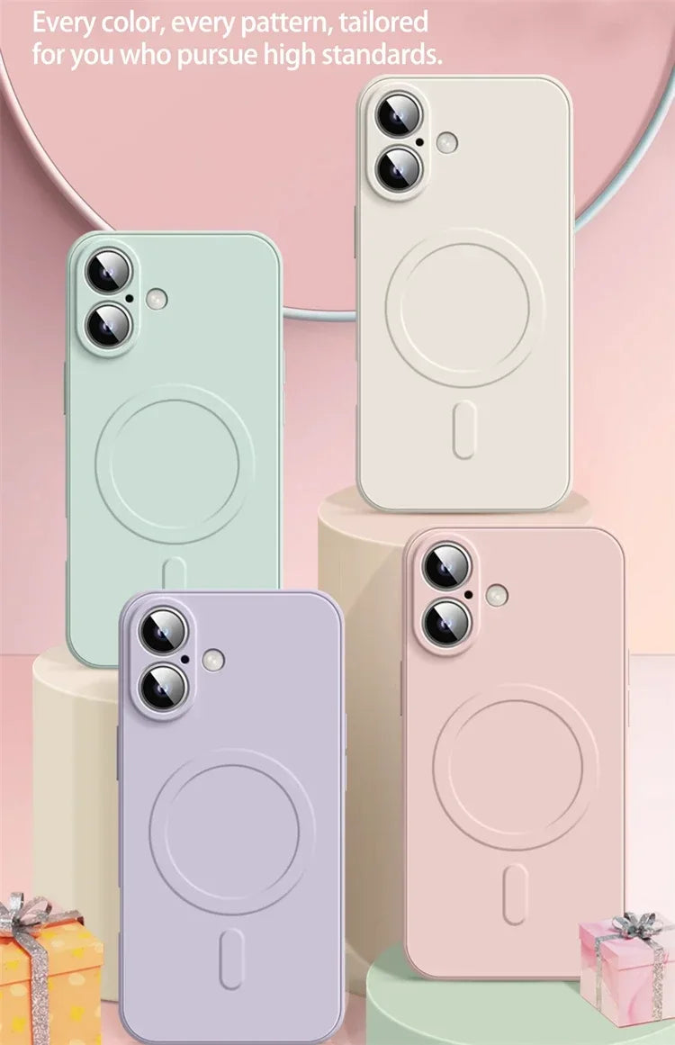 Original Liquid Silicone Magnetic Case For iPhone 16 15 14 Plus 13 12 Mini 11 Pro XS Max For Magsafe Wireless Charge Soft Cover