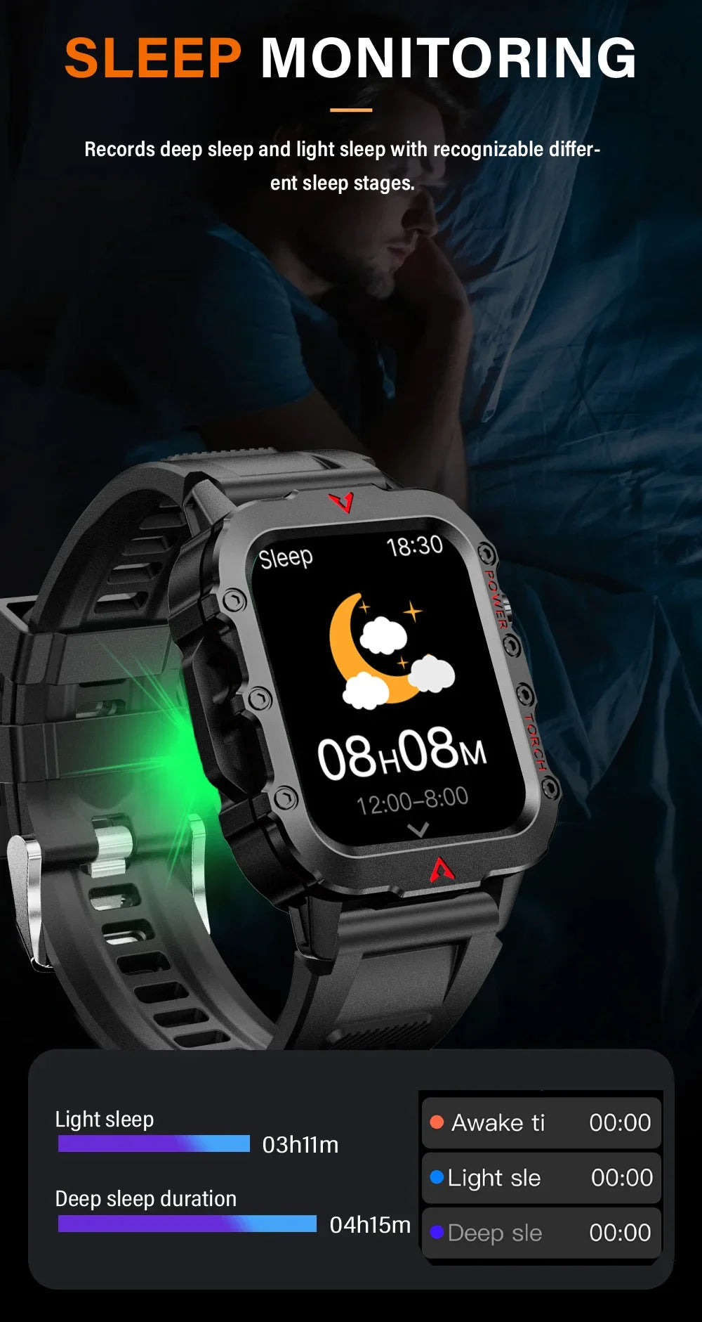 2025 Smartwatch Military Outdoor Sports Watches For Man Woman reloj hombre LED Flahlight Montres Hommes 1.73inch Bluetooth Watch
