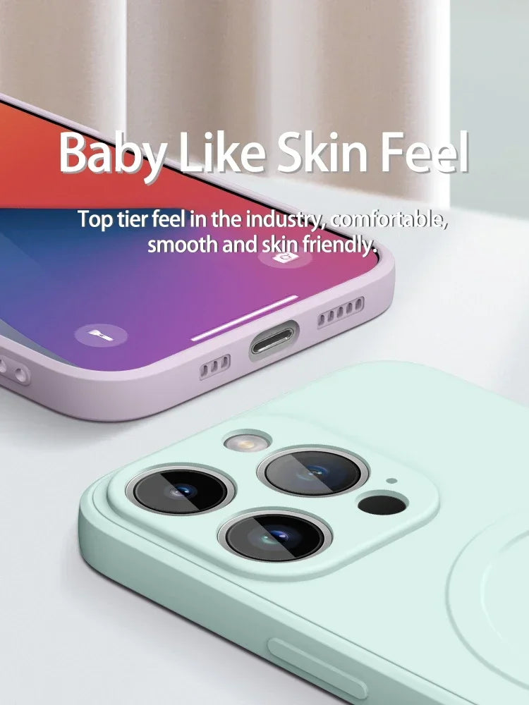 Original Liquid Silicone Magnetic Case For iPhone 16 15 14 Plus 13 12 Mini 11 Pro XS Max For Magsafe Wireless Charge Soft Cover