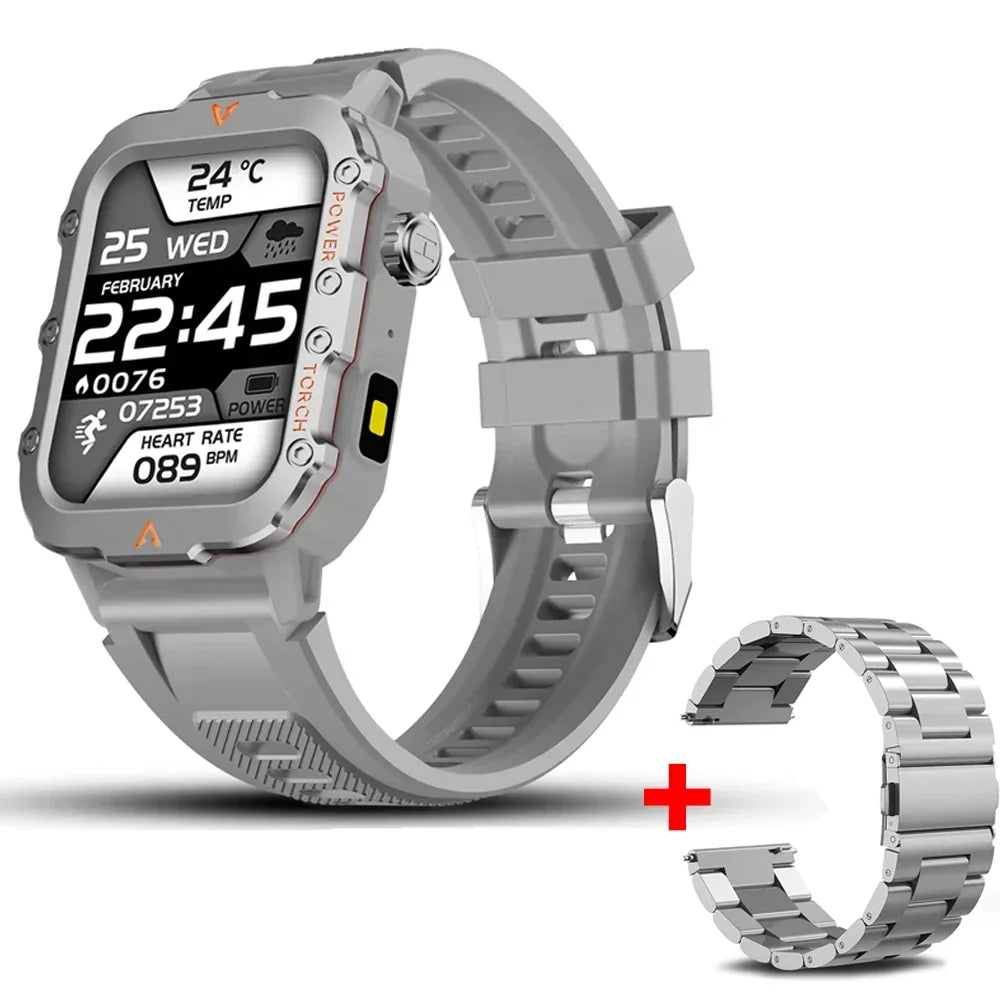 2025 Smartwatch Military Outdoor Sports Watches For Man Woman reloj hombre LED Flahlight Montres Hommes 1.73inch Bluetooth Watch