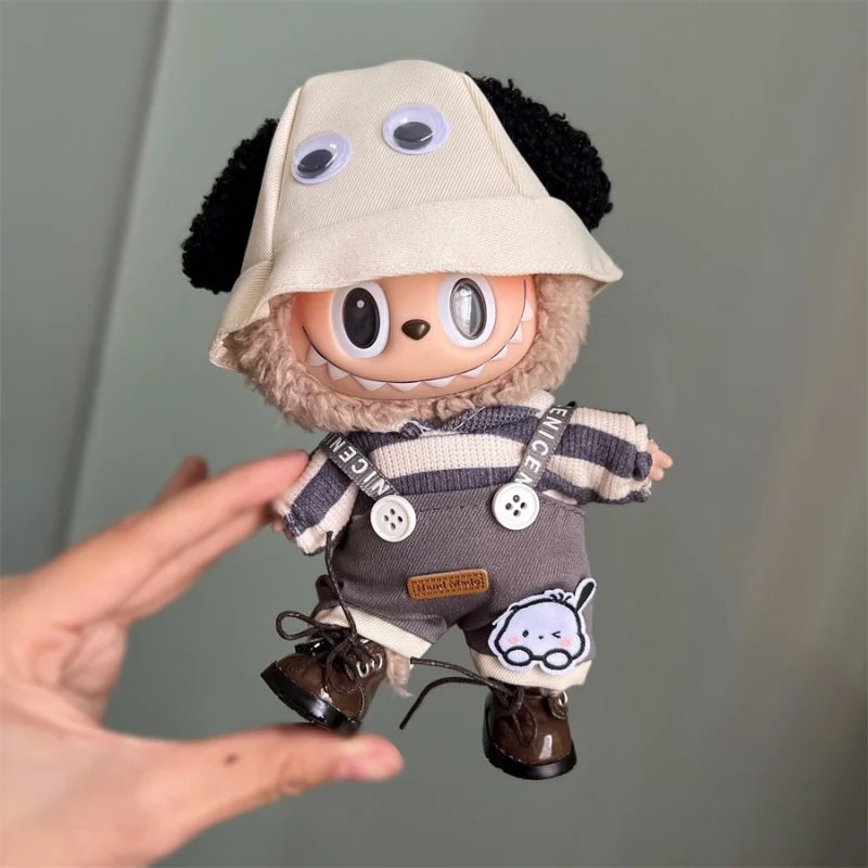* Labubu Doll 17cm  V1 Generation Cute Labubu Doll Outfit Sports And Casual Suits Pendant Accessories Gifts For Kids And Fans