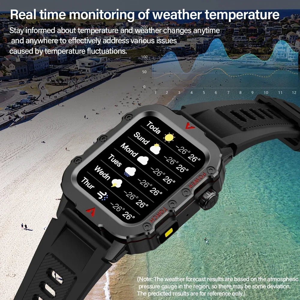 2025 Smartwatch Military Outdoor Sports Watches For Man Woman reloj hombre LED Flahlight Montres Hommes 1.73inch Bluetooth Watch