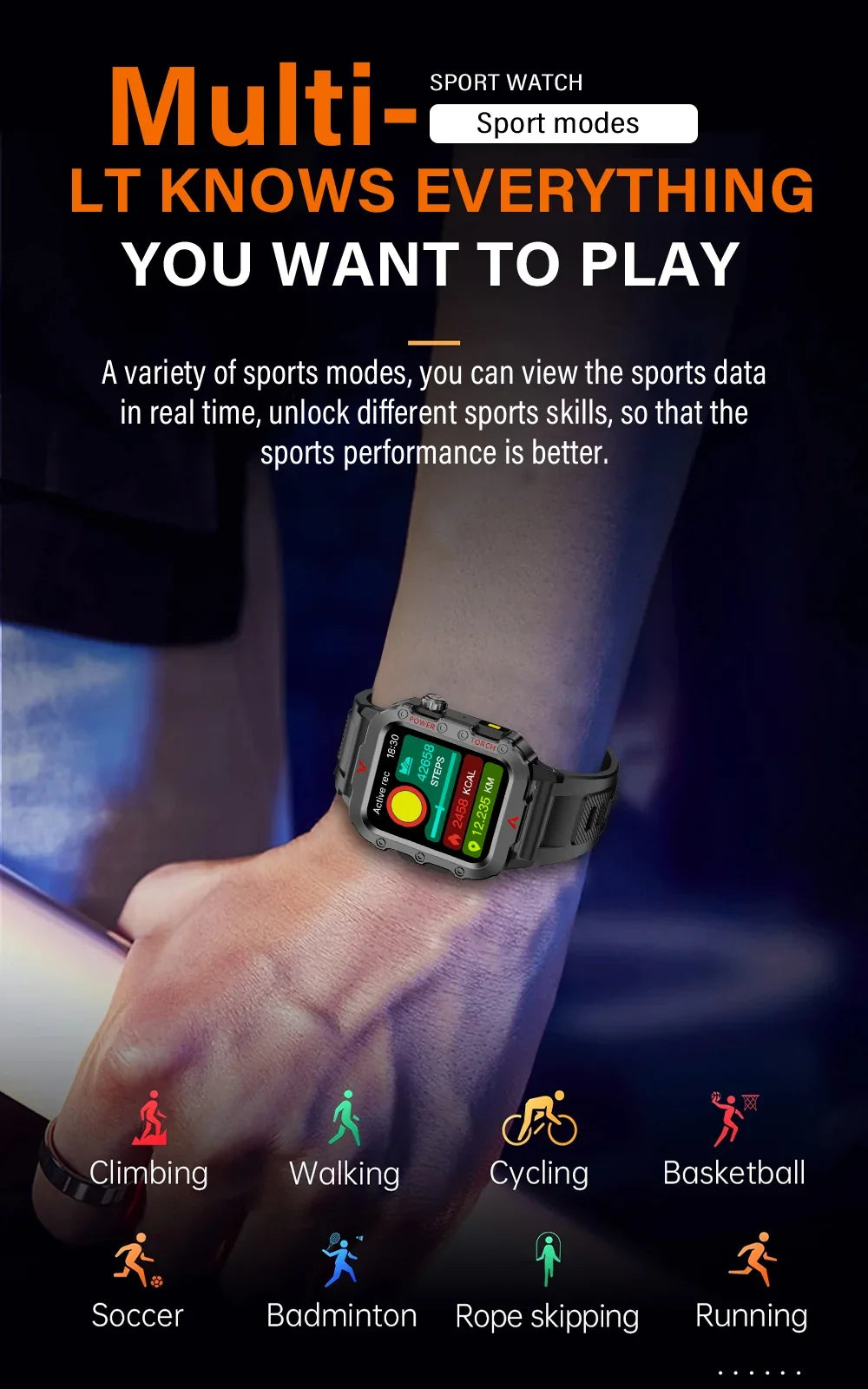 2025 Smartwatch Military Outdoor Sports Watches For Man Woman reloj hombre LED Flahlight Montres Hommes 1.73inch Bluetooth Watch