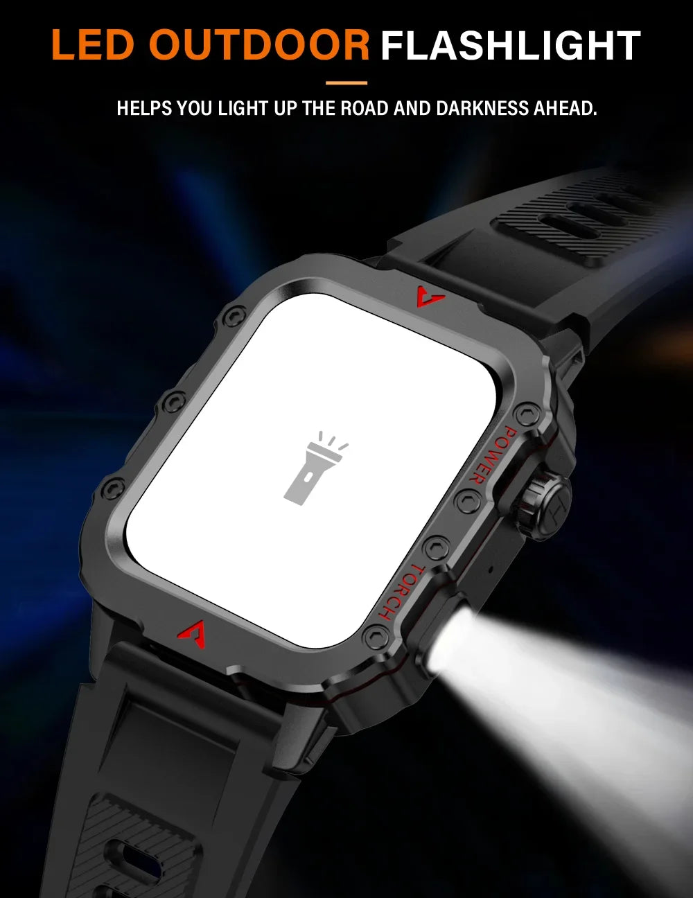 2025 Smartwatch Military Outdoor Sports Watches For Man Woman reloj hombre LED Flahlight Montres Hommes 1.73inch Bluetooth Watch