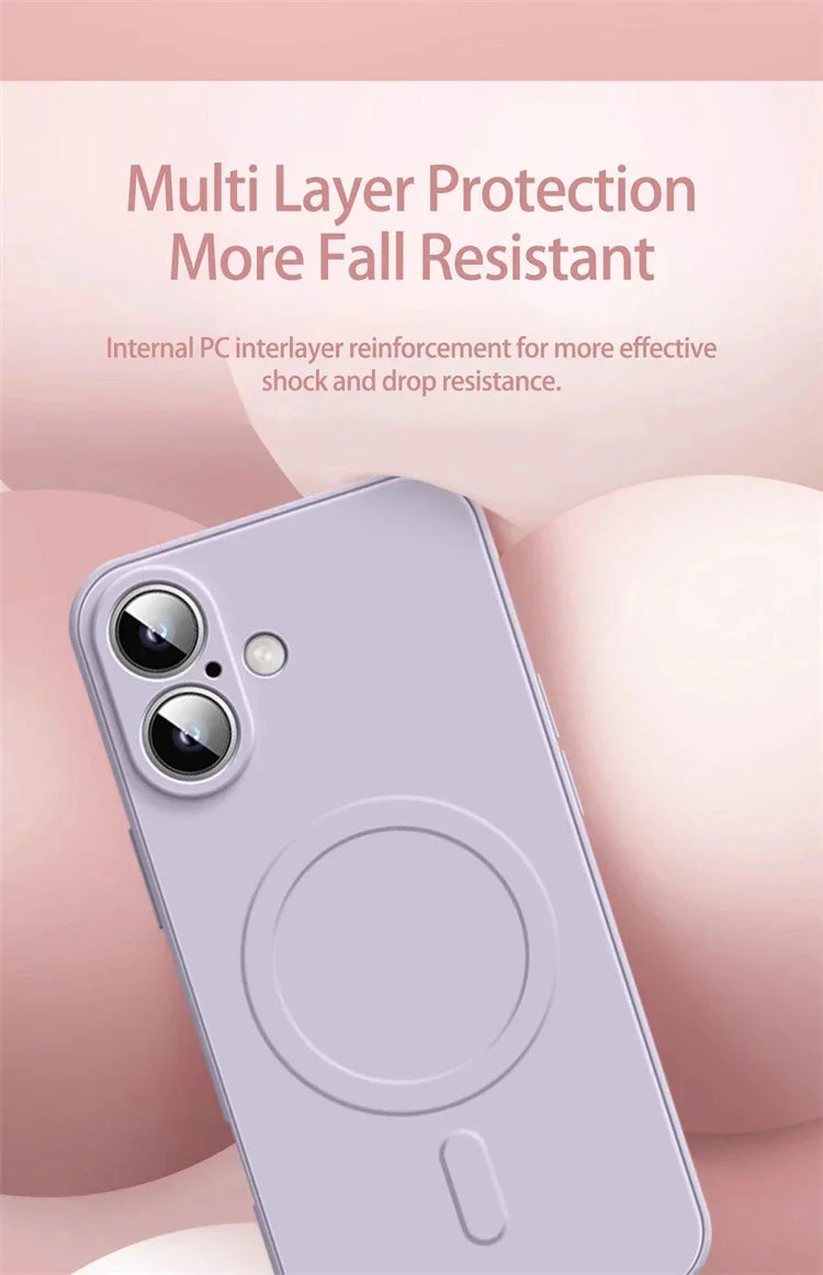Original Liquid Silicone Magnetic Case For iPhone 16 15 14 Plus 13 12 Mini 11 Pro XS Max For Magsafe Wireless Charge Soft Cover