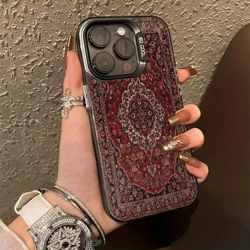 Phone Case For iPhone 16 15 13 11 12 14 Pro Max X XS XR se 2022 7 813 16 Plus Nordic Retro American Ethnic Patterns Back Cover