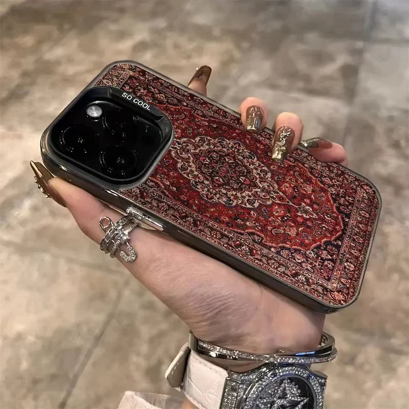 Phone Case For iPhone 16 15 13 11 12 14 Pro Max X XS XR se 2022 7 813 16 Plus Nordic Retro American Ethnic Patterns Back Cover