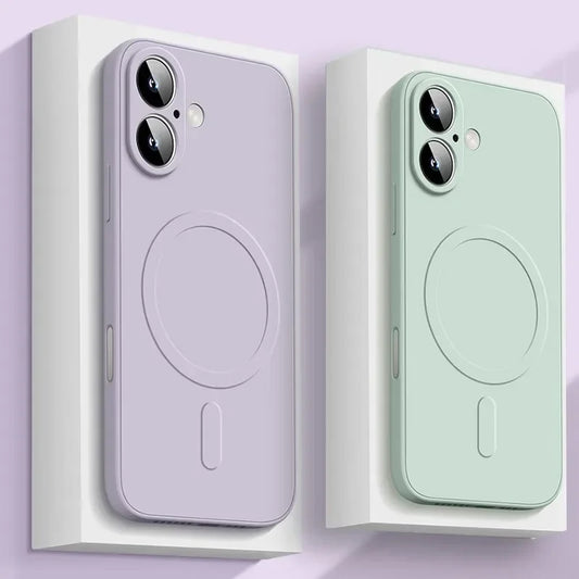Coque magnétique originale en silicone liquide pour iPhone 16 15 14 Plus 13 12 Mini 11 Pro XS Max pour Magsafe Charge sans fil Coque souple