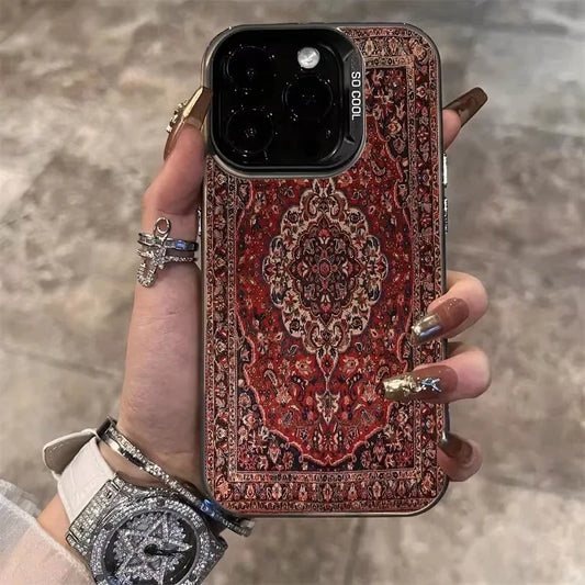 Coque de téléphone pour iPhone 16 15 13 11 12 14 Pro Max X XS XR SE 2022 7 8 13 16 Plus Motifs ethniques rétro américains nordiques