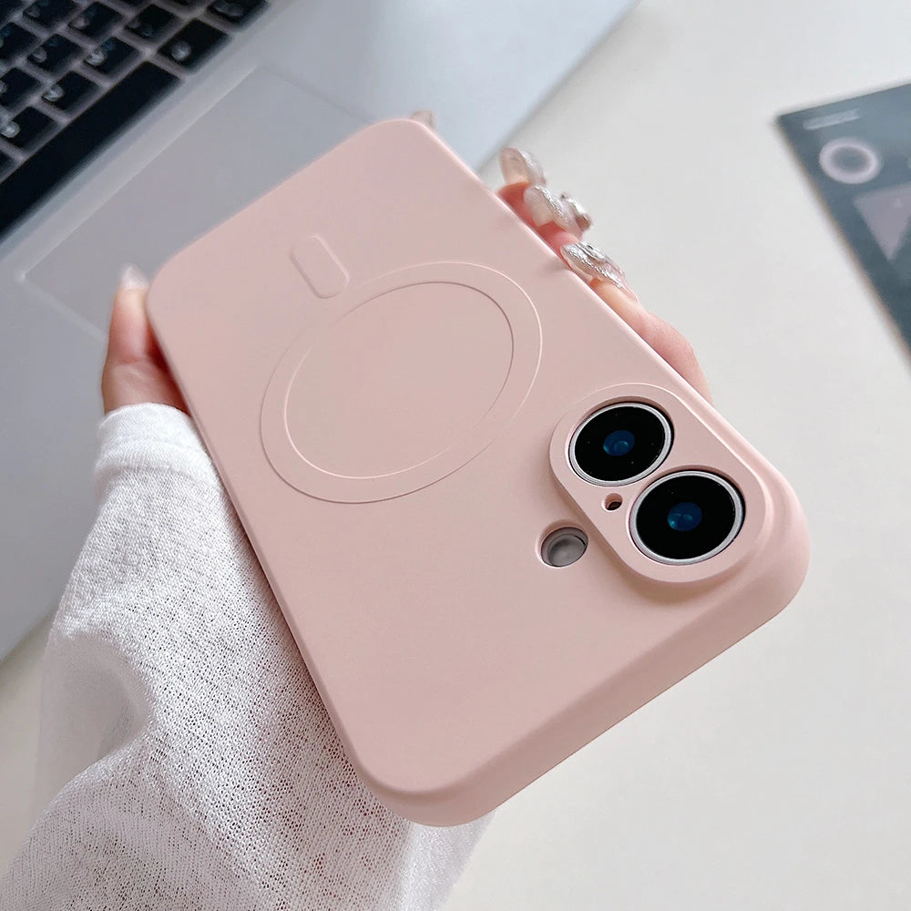 Original Liquid Silicone Magnetic Case For iPhone 16 15 14 Plus 13 12 Mini 11 Pro XS Max For Magsafe Wireless Charge Soft Cover