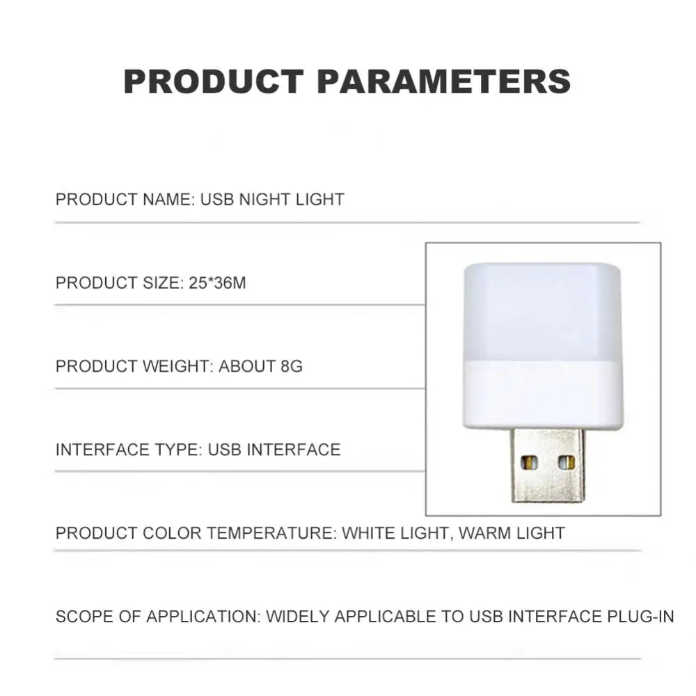 1pc Mini USB Night Light Bulb Warm White Eye Protection Book Reading Light USB Plug PC Mobile Power Charging LED Lighting Tool