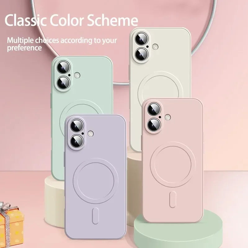 Original Liquid Silicone Magnetic Case For iPhone 16 15 14 Plus 13 12 Mini 11 Pro XS Max For Magsafe Wireless Charge Soft Cover
