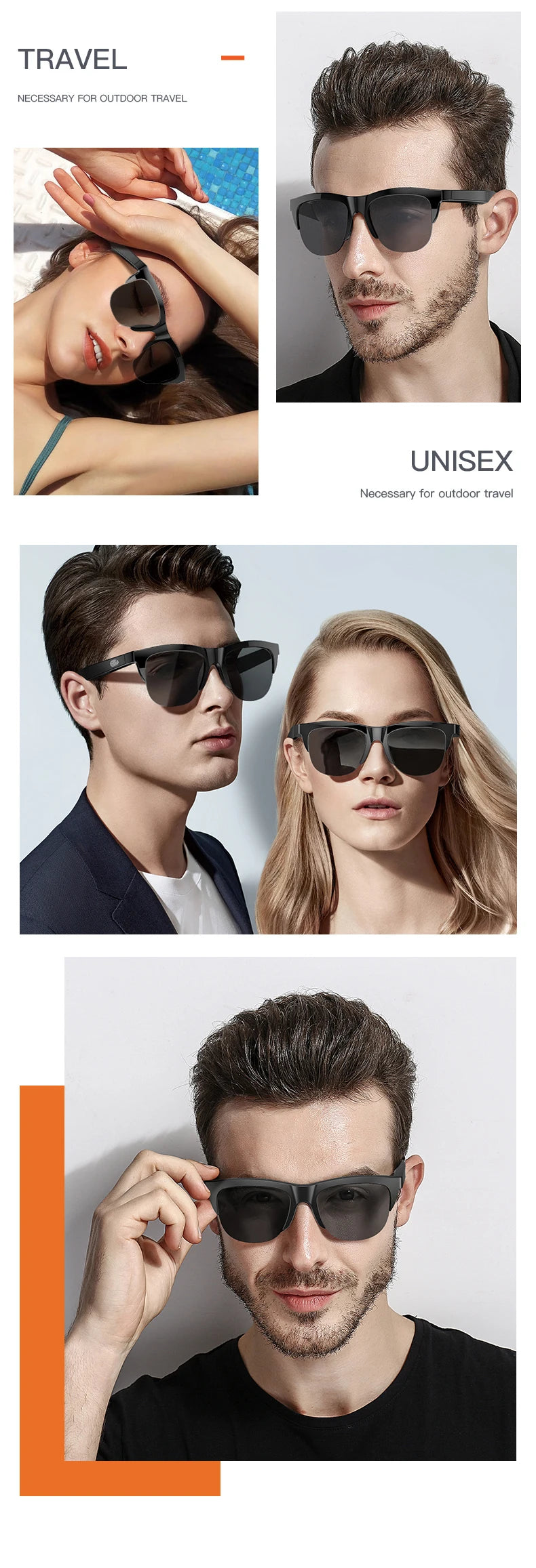 Touch Based Intelligent Bluetooth Glasses with Bone Conduction For Outdoor Sports Calls Sunglasses Business Wireless Headphones