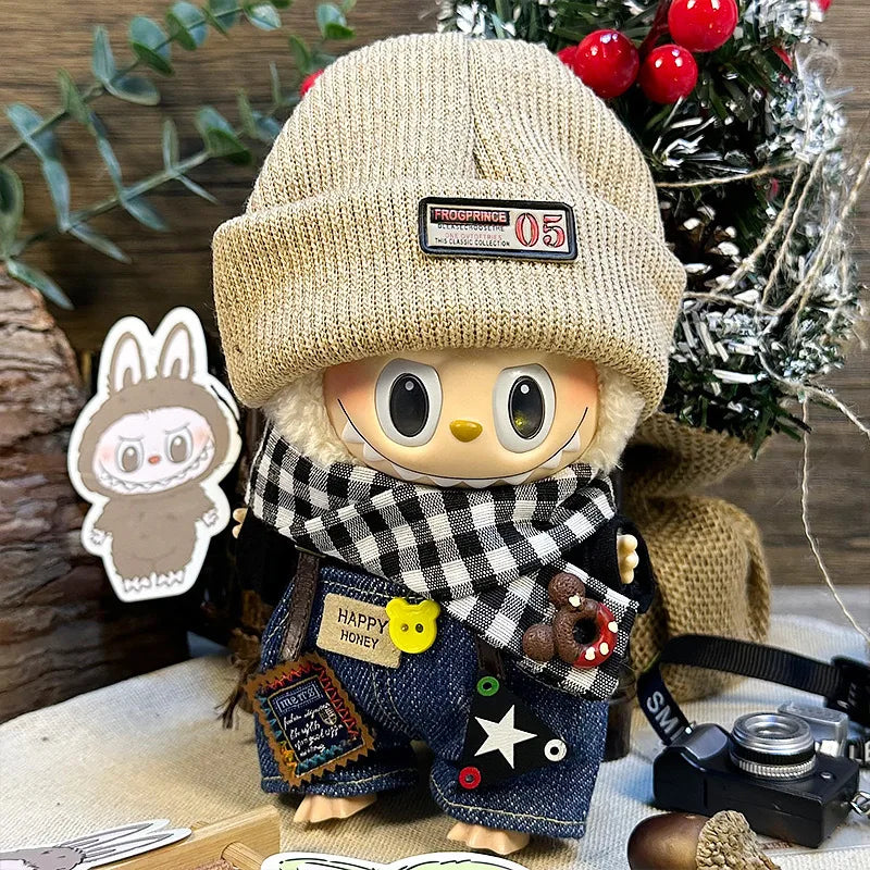 * Labubu  Second-Generation  Cool Hoodie Outfit With Hat  Character Doll Pendant Fashionable Clothing Accessories For Toys