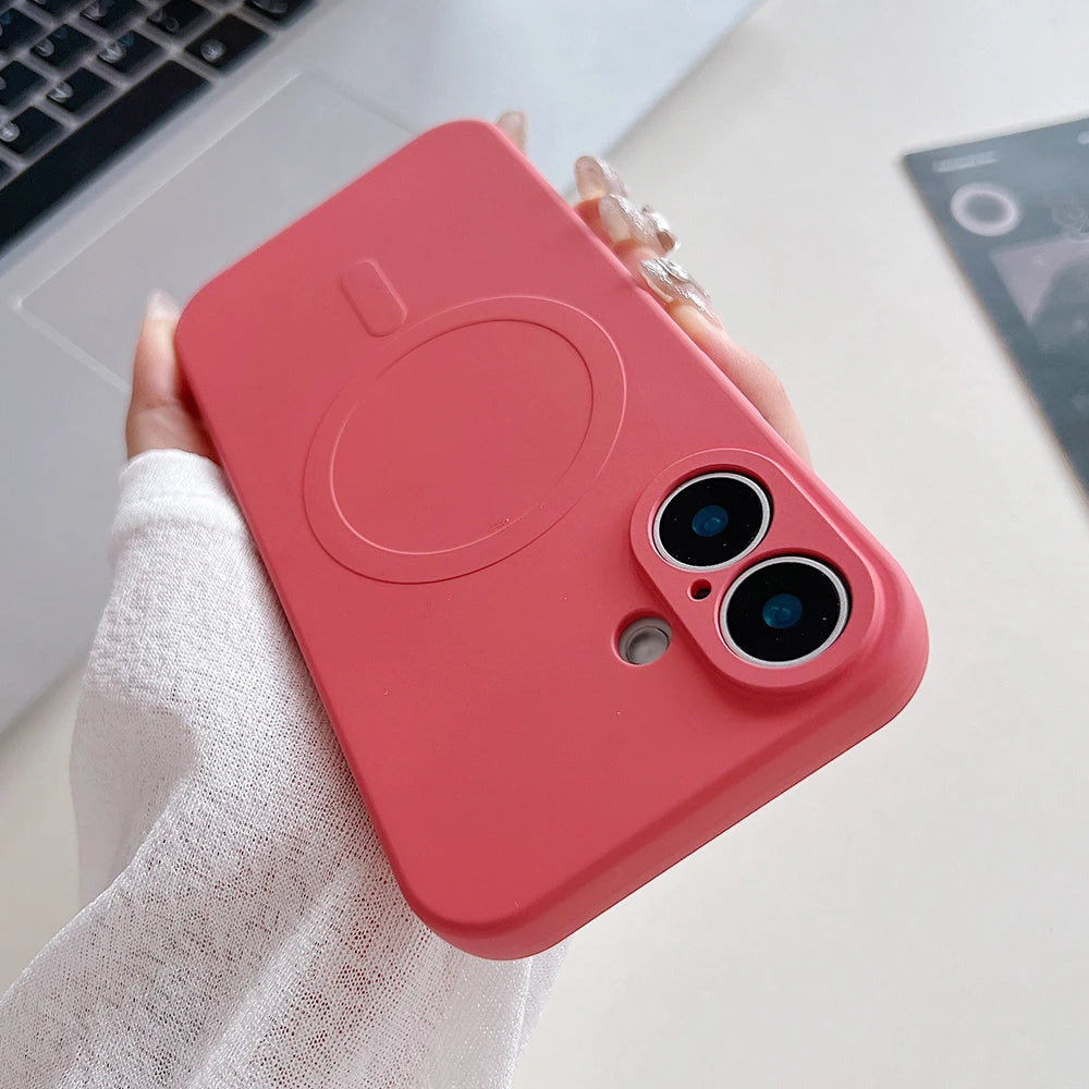 Original Liquid Silicone Magnetic Case For iPhone 16 15 14 Plus 13 12 Mini 11 Pro XS Max For Magsafe Wireless Charge Soft Cover