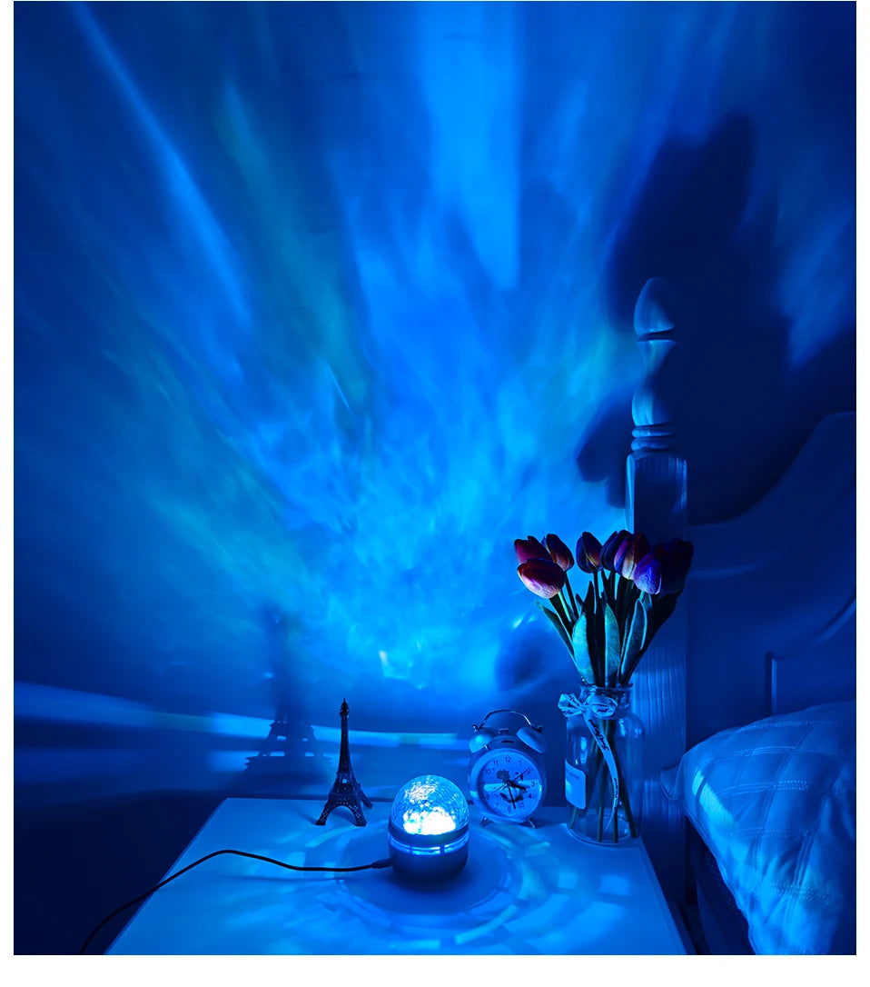 Starry Sky Galaxy Lamp Projector LED Night Light Remote Control Sound Active 5V USB Charging 7 Modes for Kids Room Party Decor