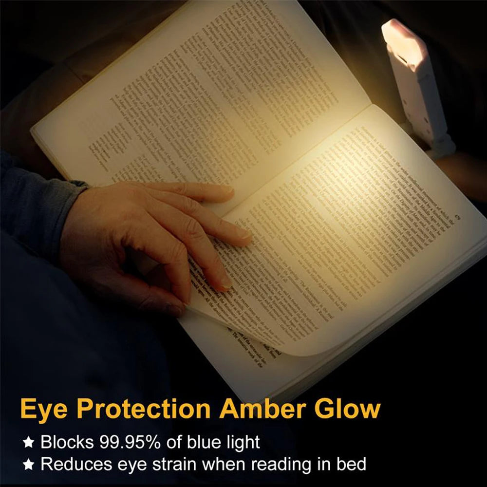 USB Rechargeable Book Light Brightness Adjustable for Eye-Protection LED Clip on Portable Bookmark Light for Reading in Bed Car