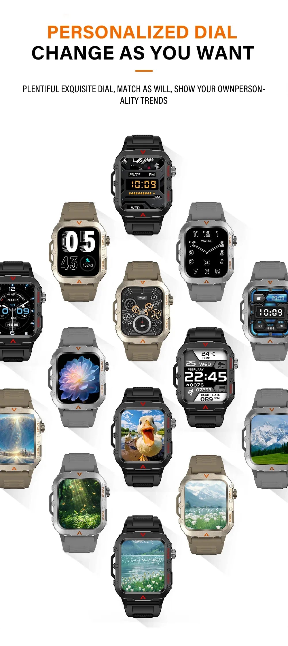 2025 Smartwatch Military Outdoor Sports Watches For Man Woman reloj hombre LED Flahlight Montres Hommes 1.73inch Bluetooth Watch
