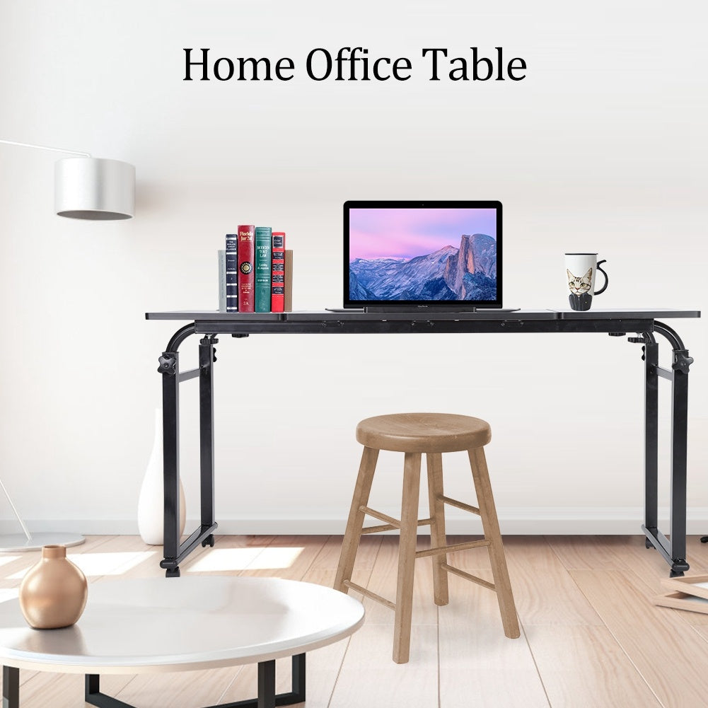 Adjustable Laptop Cart Mobile Computer Desk Overbed Writing Table with Wheels