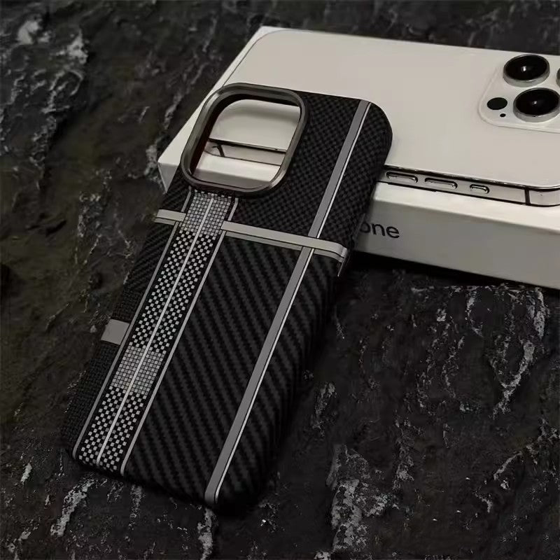 IPhone15 Carbon Fiber Grain Magnetic Phone Case
