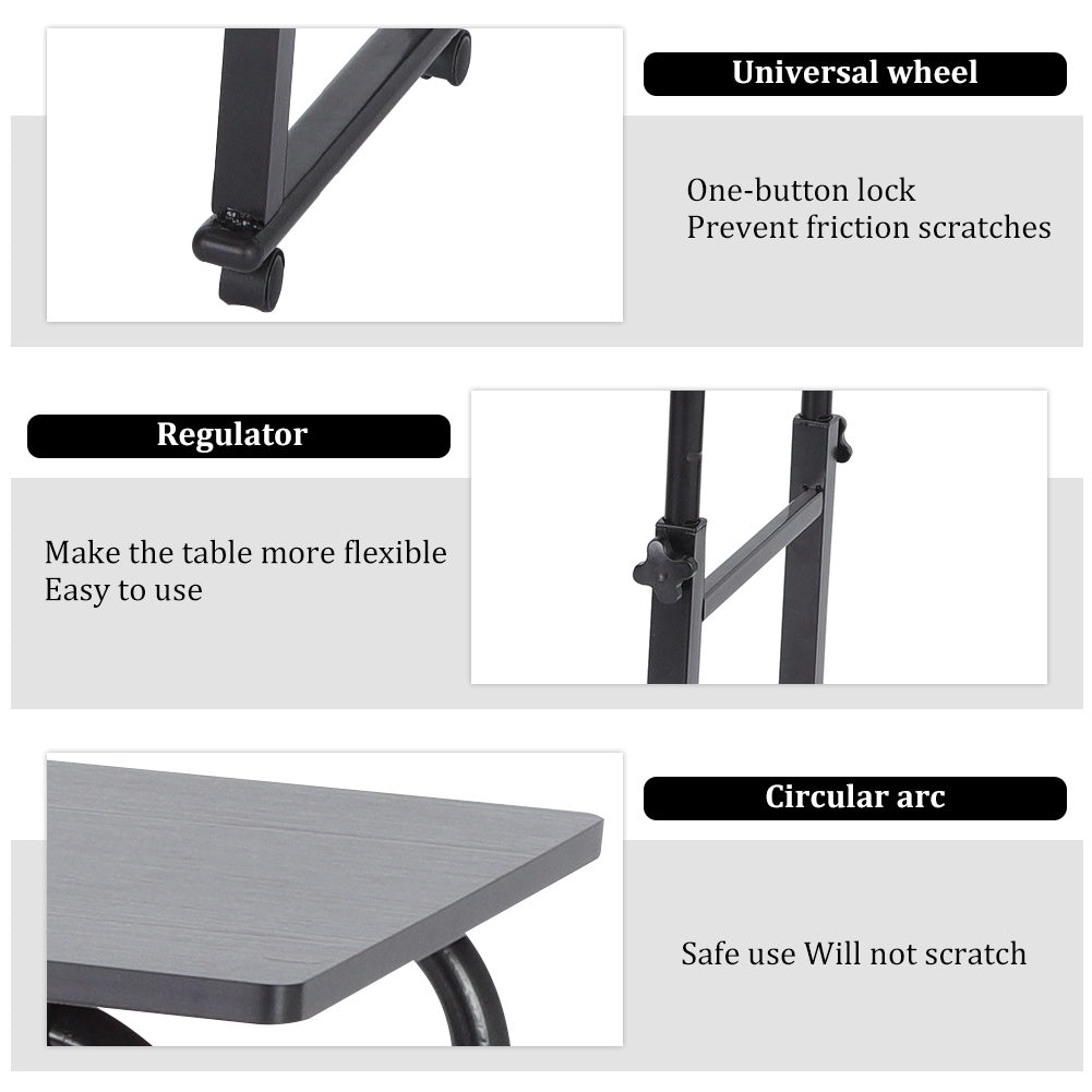 Adjustable Laptop Cart Mobile Computer Desk Overbed Writing Table with Wheels