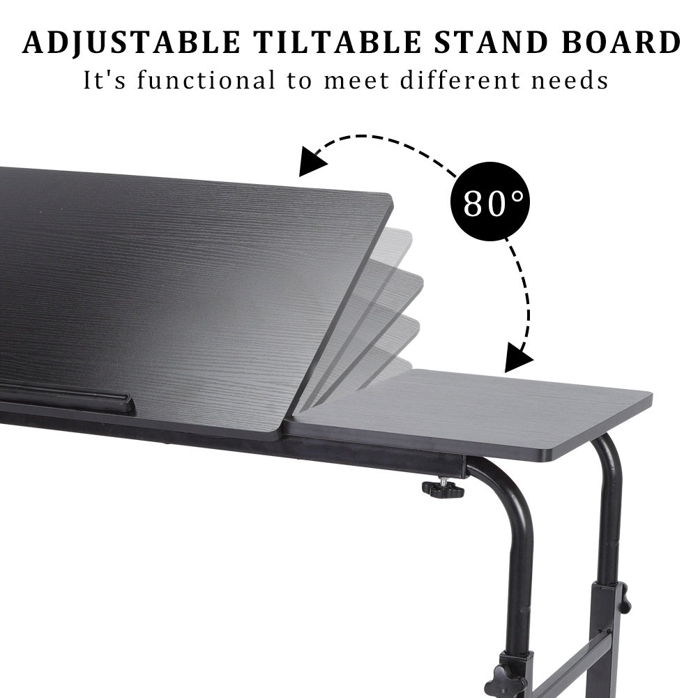Adjustable Laptop Cart Mobile Computer Desk Overbed Writing Table with Wheels