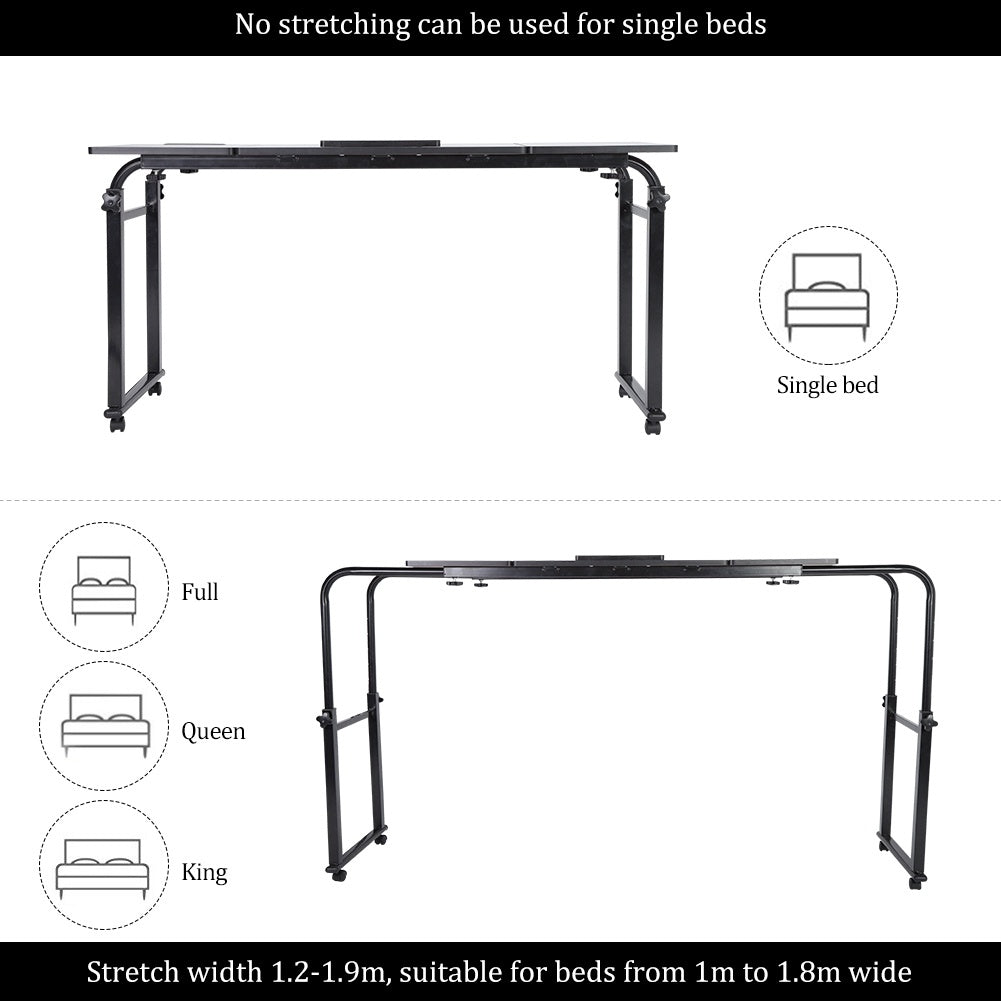 Adjustable Laptop Cart Mobile Computer Desk Overbed Writing Table with Wheels